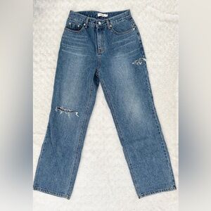 PLEASURE Seoul Korean High Rise Wide Leg Distressed Jean